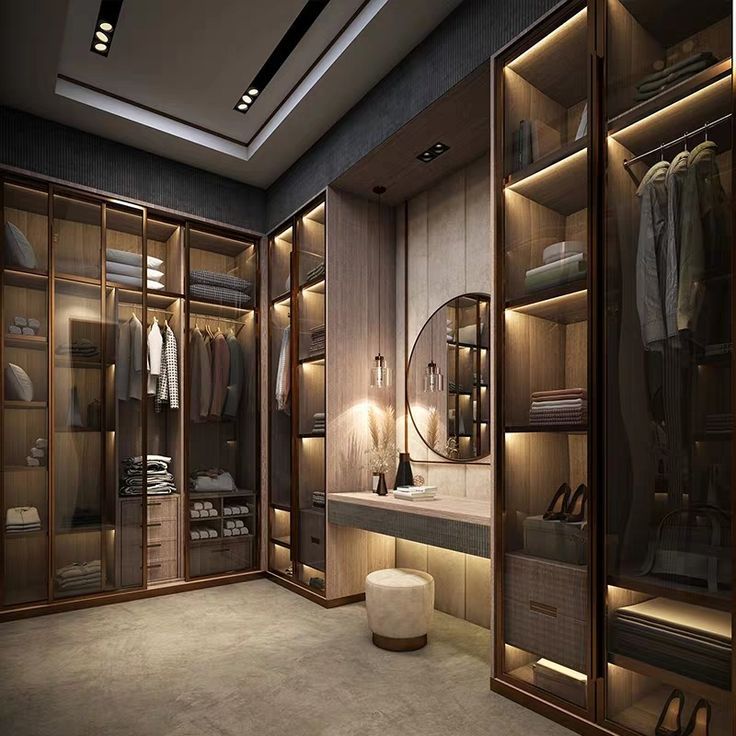 Walk-in Closet With Lighted Shelves