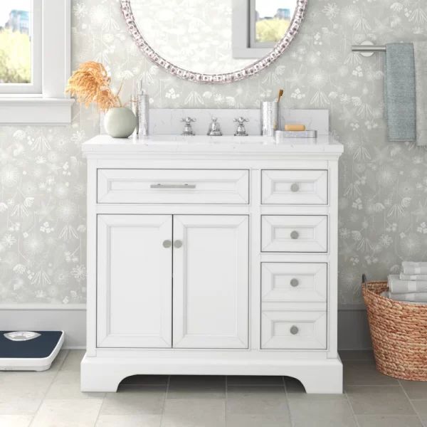 Currahee 36'' Single Bathroom Vanity with Engineered Stone Top